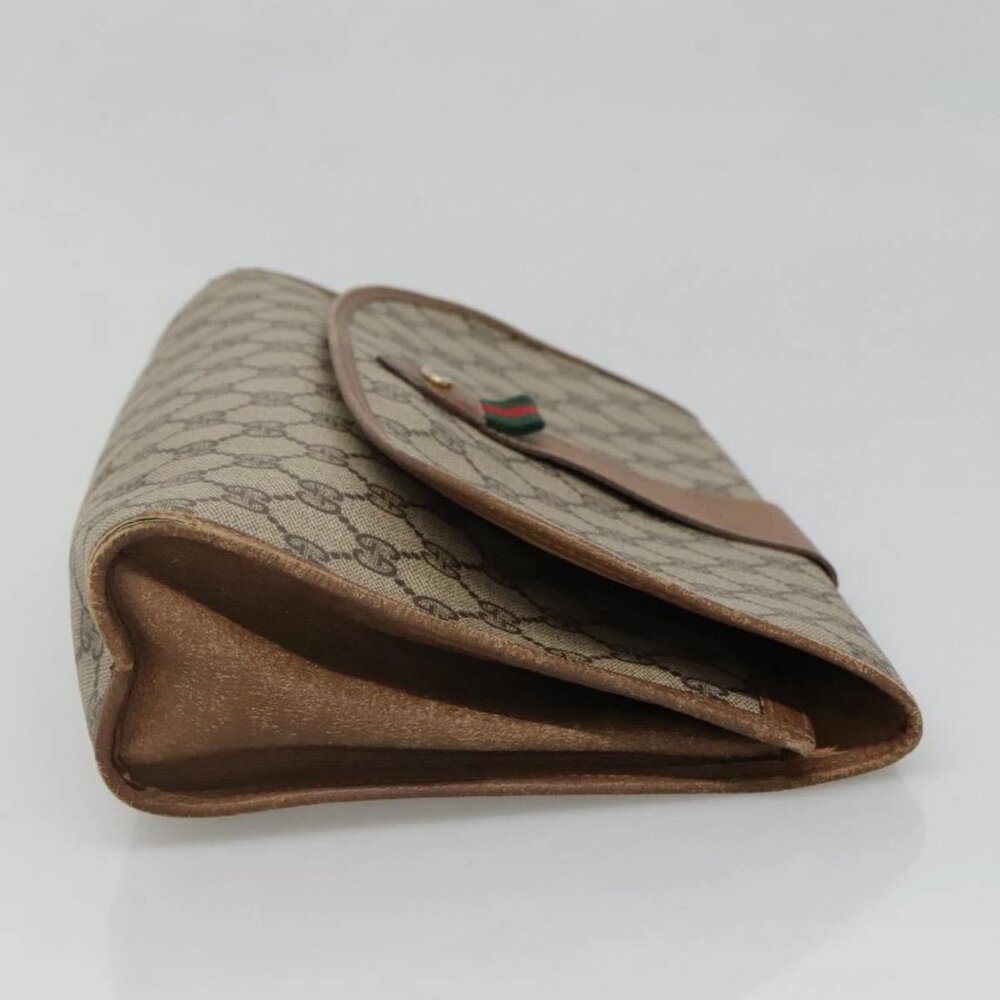 GUCCI GG Supreme Web Sherry Line Clutch Bag PVC Beige Gold 89 01 031 Auth 139970 - Picture 5 of 15